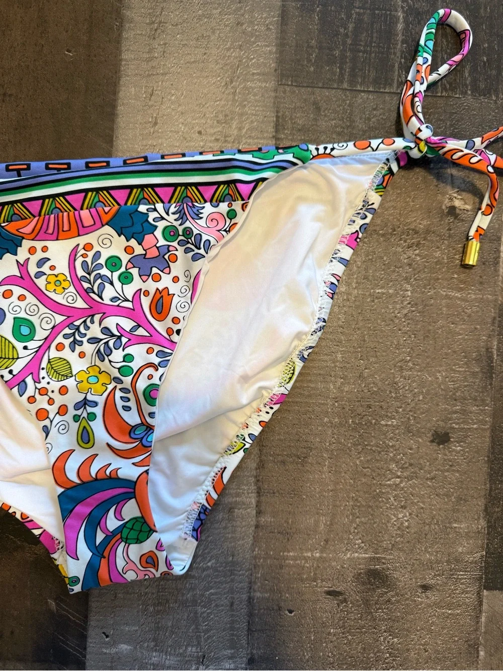 Trina Turk Jungle Beach Multicolor Tie-Side Bikini Bottoms size 12